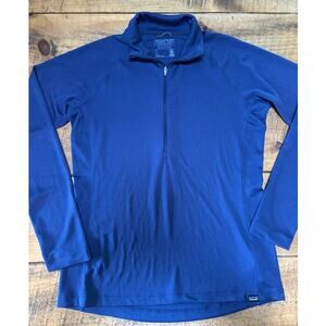 Patagonia Womens Capilene Midweight Baselayer Navy Blue 1/2 Zip Pullover Shirt L